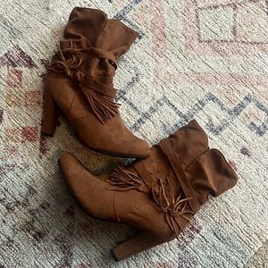 Express Brown Faux Suede Booties Size 8
